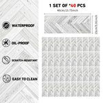 FloorShift™ Peel & Stick Floor Tiles — Grey Herringbone