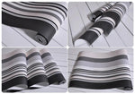 ChromaWeave peel and stick wallpaper, removable black and white striped wall covering for damage-free rental decorating.